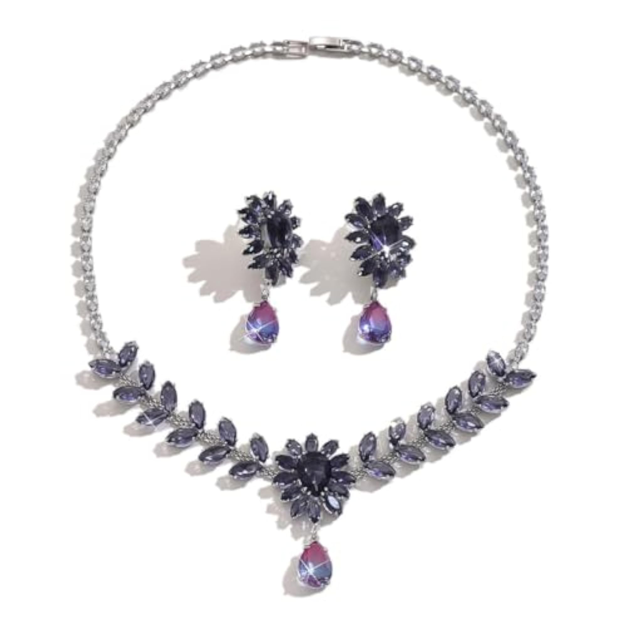 Luxury Floral Design American Diamond Necklace Set